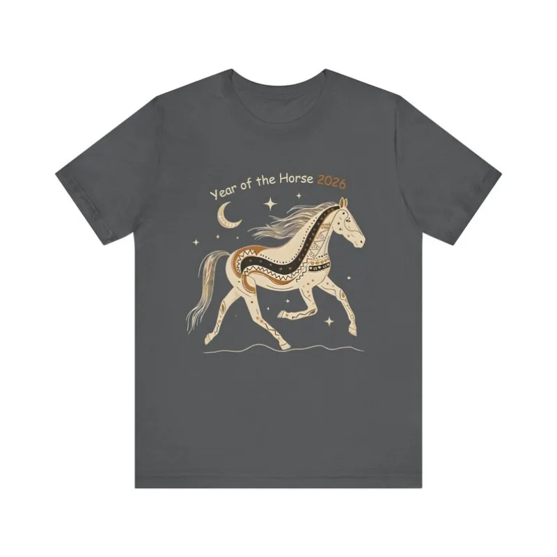 Year of The Horse 2026 Shirt Lunar New Year Horse Tee Zodiac Horse Gift Unisex T-Shirt Creative Art Aesthetic Clothing Women Top