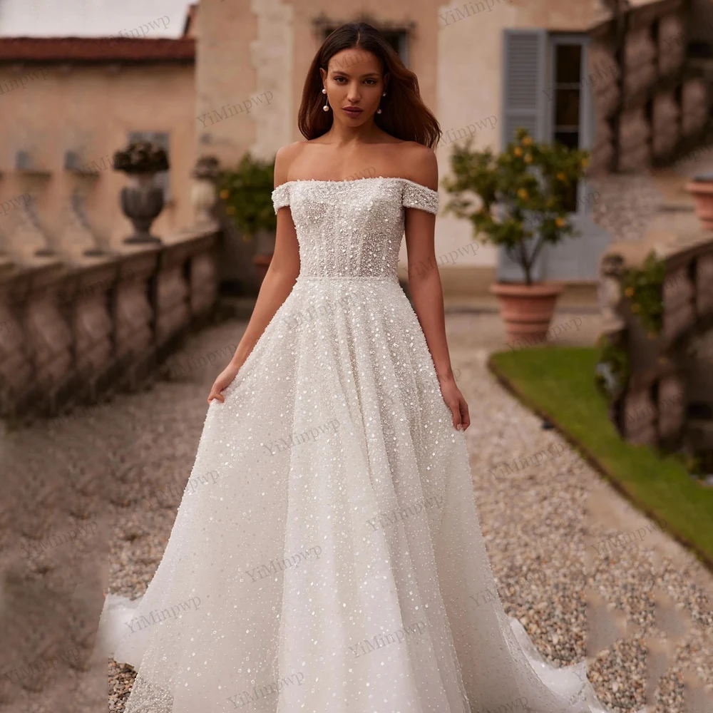 Блестящие свадебные платья Великолепные свадебные платья трапециевидной формы халаты принцессы для официальной вечеринки Гламурные индивидуальные платья Vestidos De Novia 2026