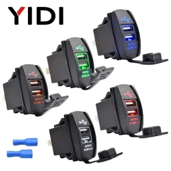 Universal Mini Dual USB Port Car Fast Charger Socket 3.1A Rectangular Waterproof Dustproof Adapter 12V 24V Iphone Ipad Samsung