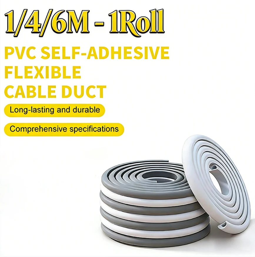 1 Roll Long Self Adhesive Cord Hider Cable Protector, Cord Cover for Cables on Walls, Floors, PVC Material, Easy Installation
