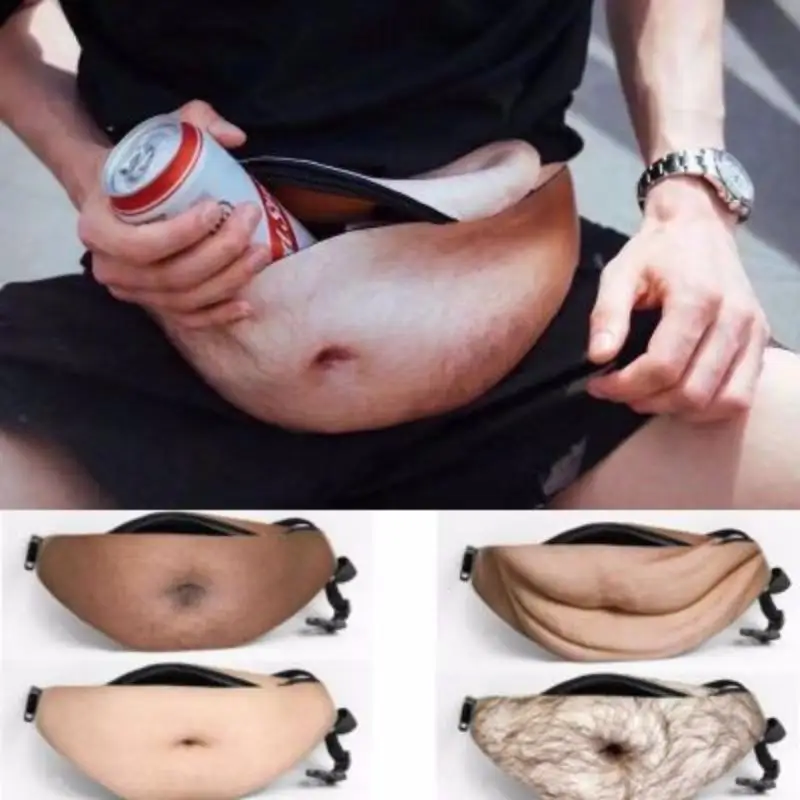 1PC Trendy Flesh Color Creative Pack Beer Fat Belly Bum Pouch Waist Bag Funny Money Belt Bag Travel Shoulder Bags