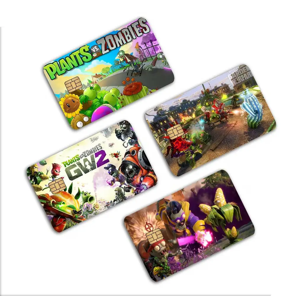 Classic Game P-Plants Vs Z-Zombies Credit Card Skin Stickers No Adhesive Residue Water Proof for Credit Card Subway Access Card