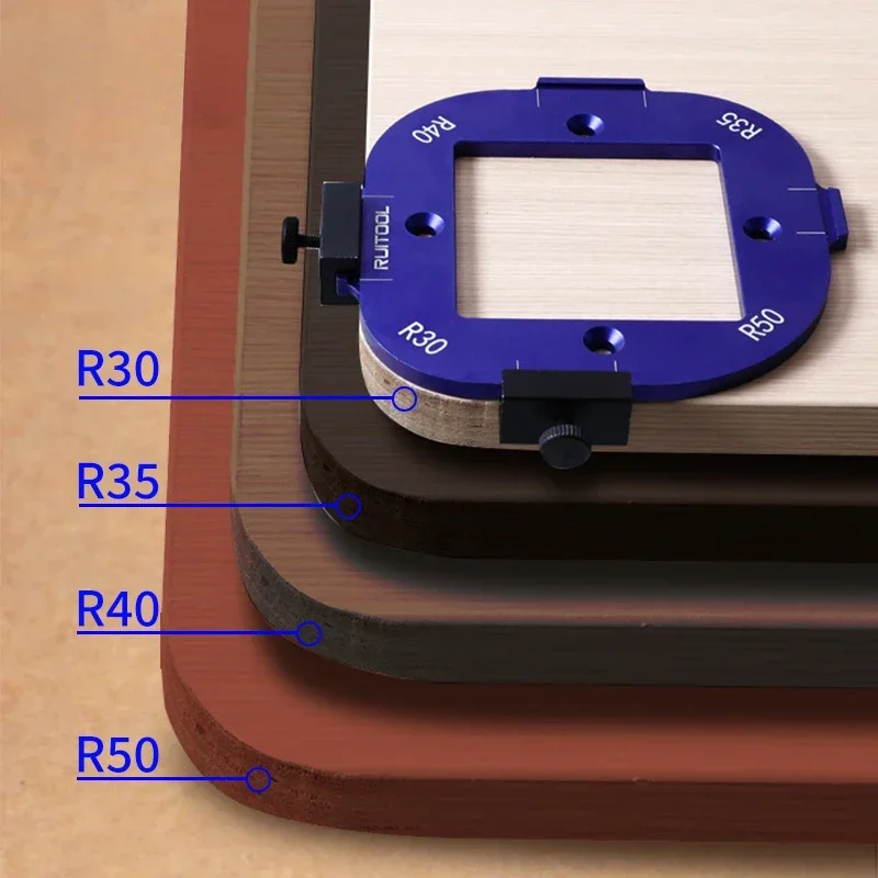 R10-R50 Woodworking Round Corner Radius Template Aluminium Alloy Durable Wooden Panel Trimming Mold Hand Tools Woodworking Tools