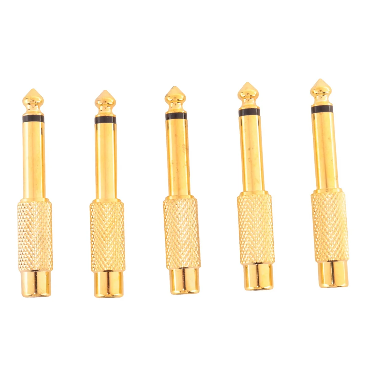 5x vergoldeter 6,35mm 1/4 Zoll männlicher Mono-Stecker auf Cinch-Buchse 6,5 mm Klinke Audio-Stereo-Adapter-Anschlussstecker TS-Konverter Sound Mi