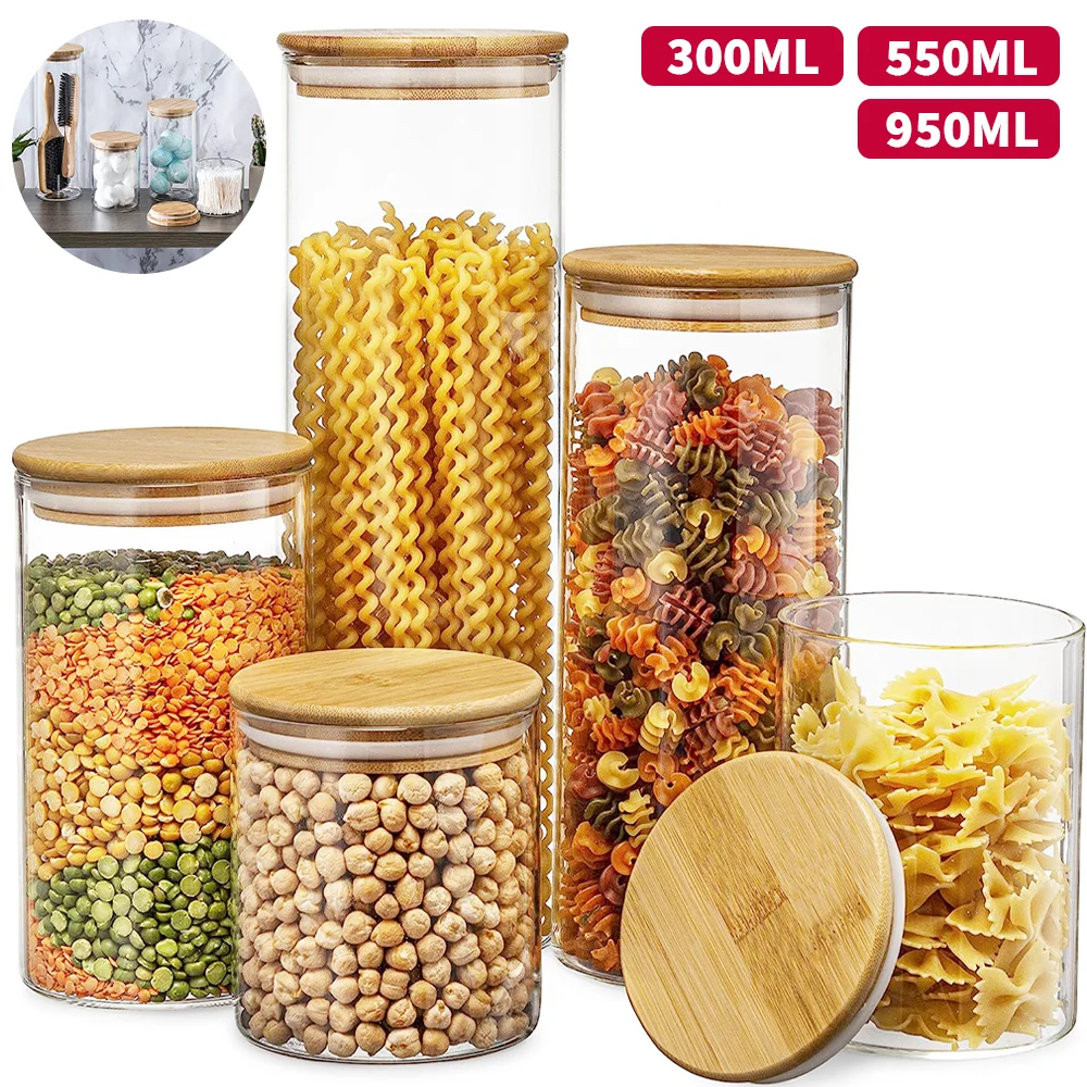 5 قطعة صندوق تخزين مختوم شفاف المطبخ الغذاء الحبوب تنظيم خزان البلاستيك سعة كبيرة مقاوم للرطوبة مختومة الجرار