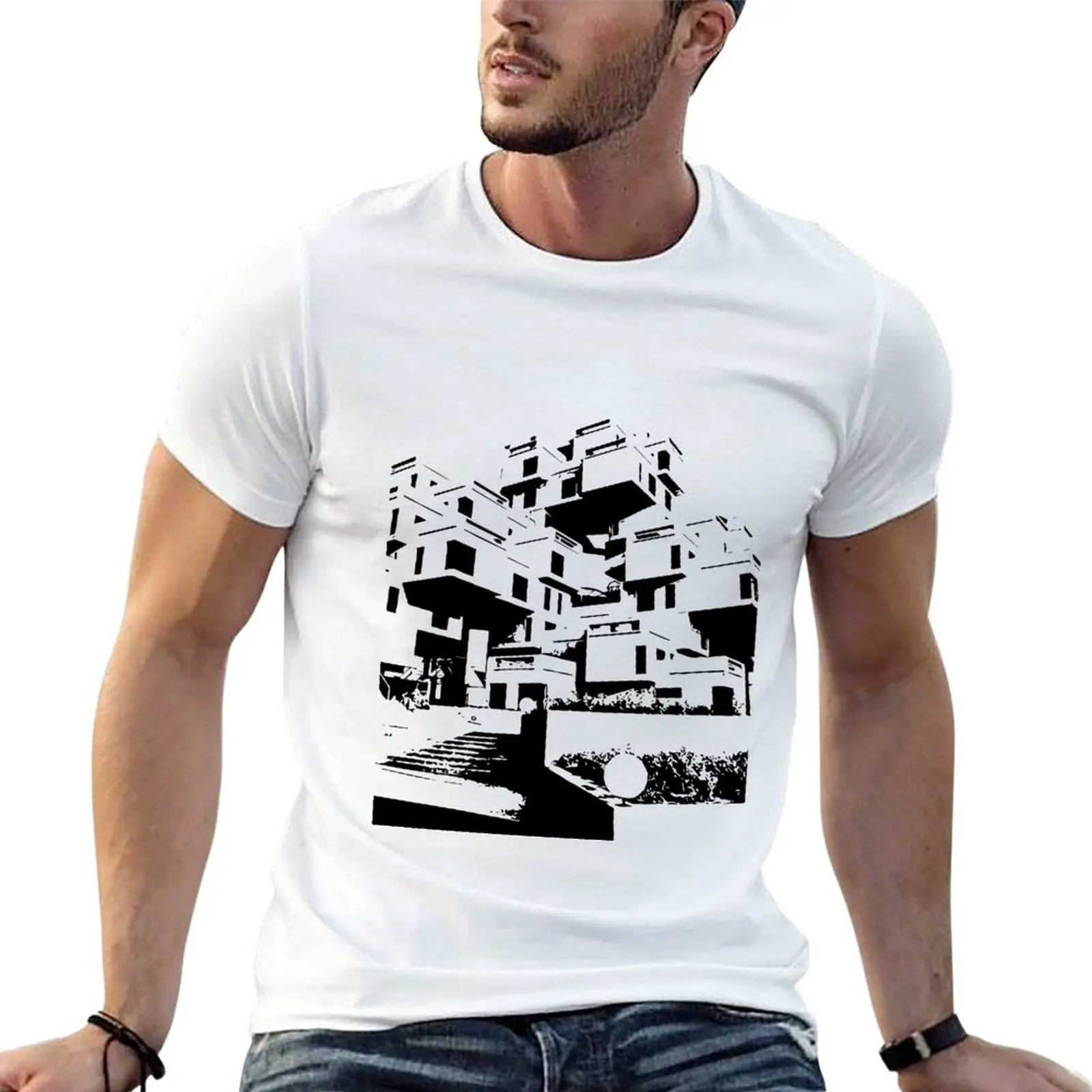 Habitat 67-by the Architect Moshe saphie shirt shirt แห้งเร็วเสื้อยืดลายกราฟิก