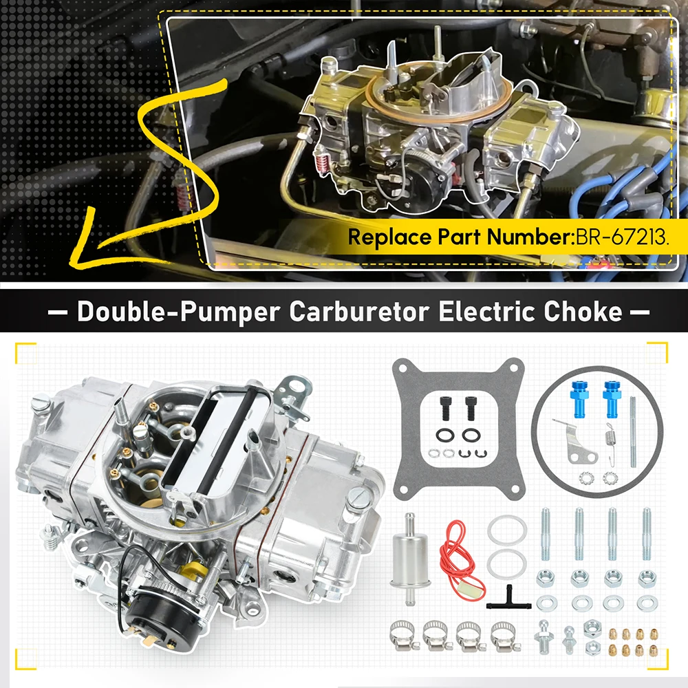 BR-67213 750 CFM 4 Barrel Carb E-Choke Double Pumper Carburetor BR67213