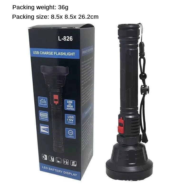 Strong light USB flashlight super bright long-range home outdoor camping, mountaineering, night fishing, cycling flashlight