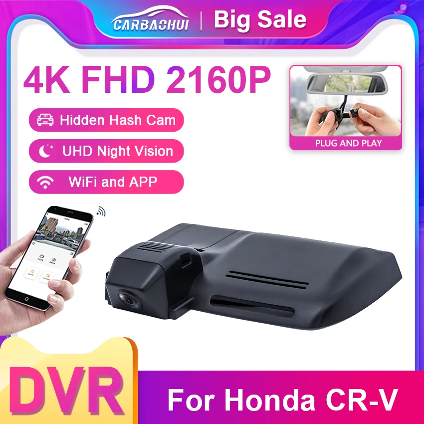 Dash Camera per Honda CR-V CRV CR V 5 5th Gen 2017 2018 2019 2020 2021 2022,Plug and Play 4K OEM videoregistratore per auto WIFI APP LHD