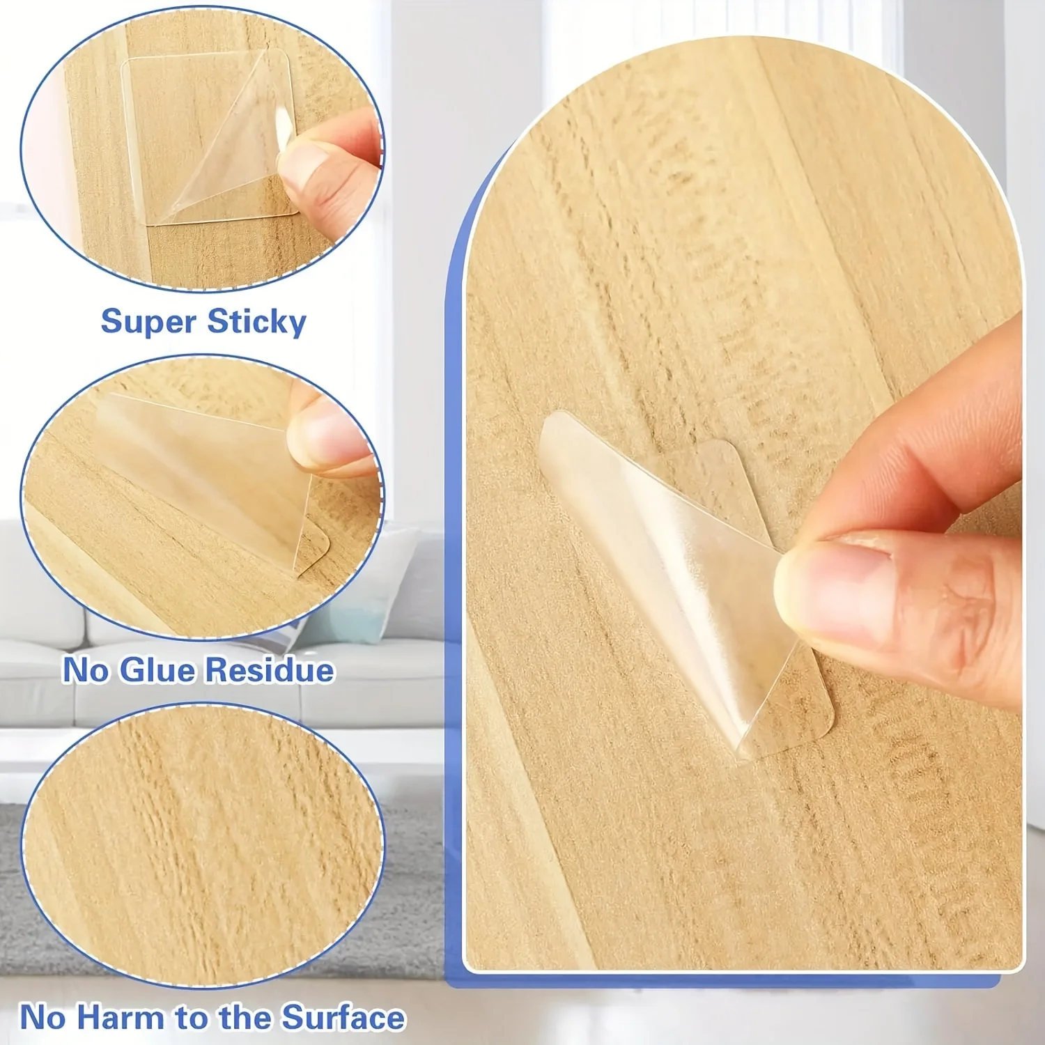 50 almohadillas adhesivas transparentes, hojas de gel adhesivas reutilizables de doble cara para el hogar, la oficina, decoración de paredes y organización