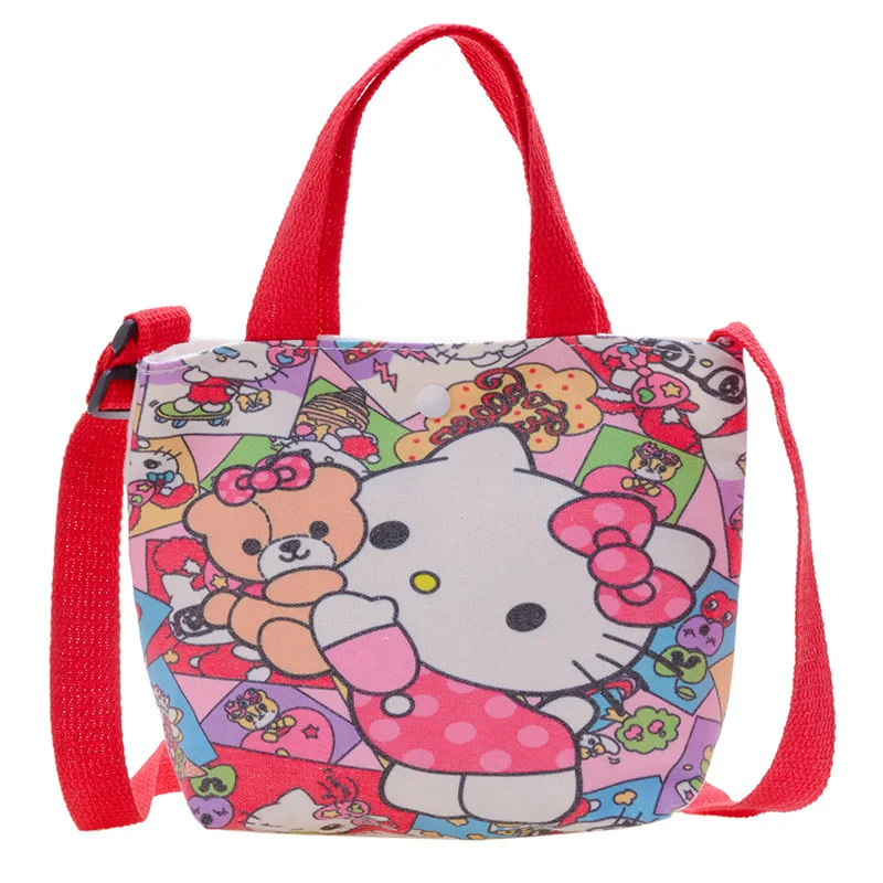 

Children's Edition Hello Kitty Canvas Bag Cartoon Kate Cat Portable Satchel Japanese Light Large Capacity Shopping Bag Travel Ba