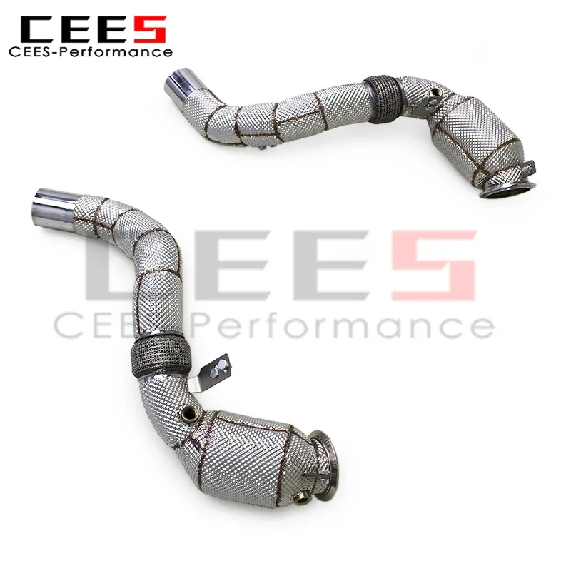 CEES With Catalytic Downpipe for BMW M550 M550i G30 N63 4.4TT 2017-2022 Stainless Steel Exhaust System Free Flow Downpipe