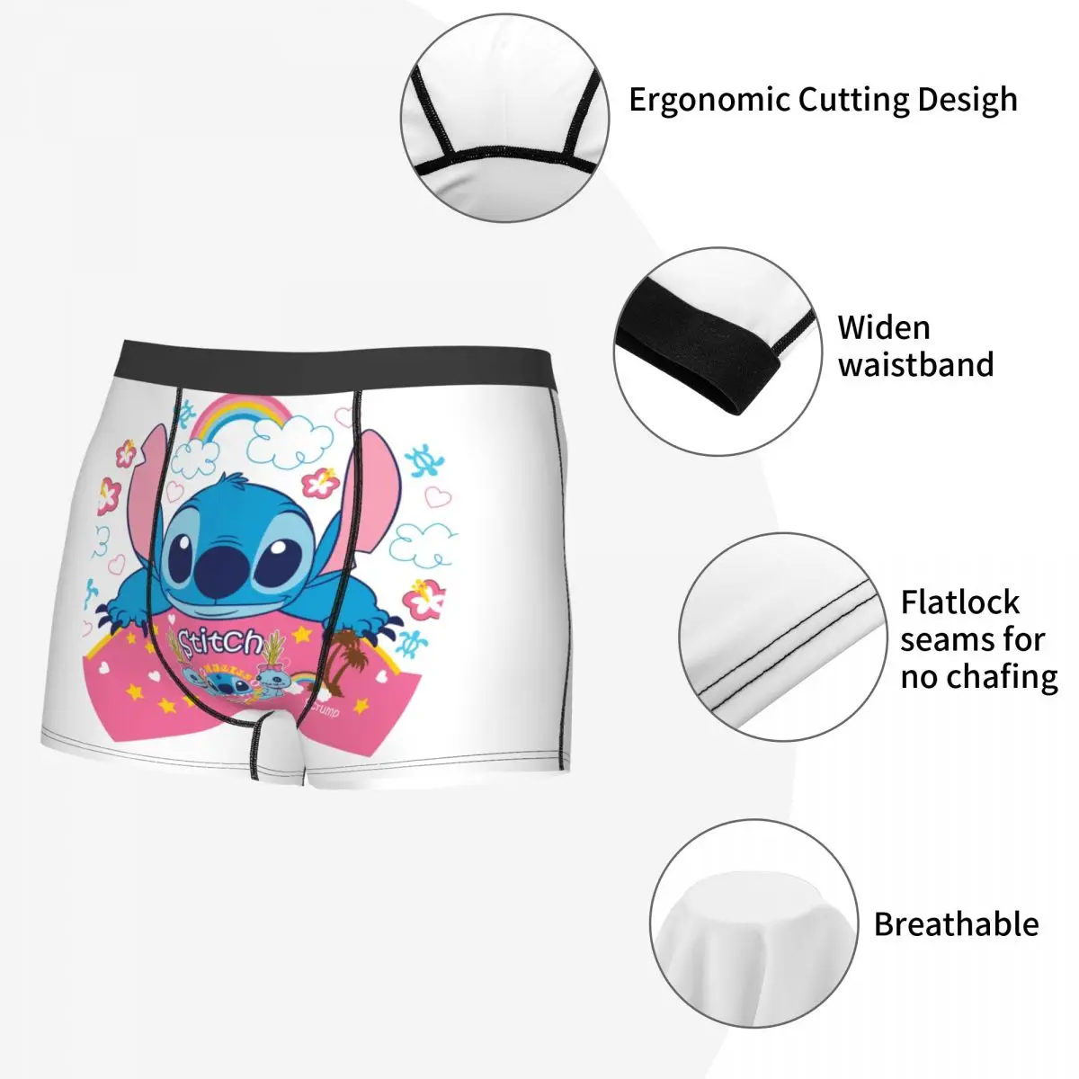 غرزة التلفزيون الكرتون الرسوم المتحركة الملابس الداخلية الرجال مثير طباعة مخصص سراويل بوكسر سراويل #5