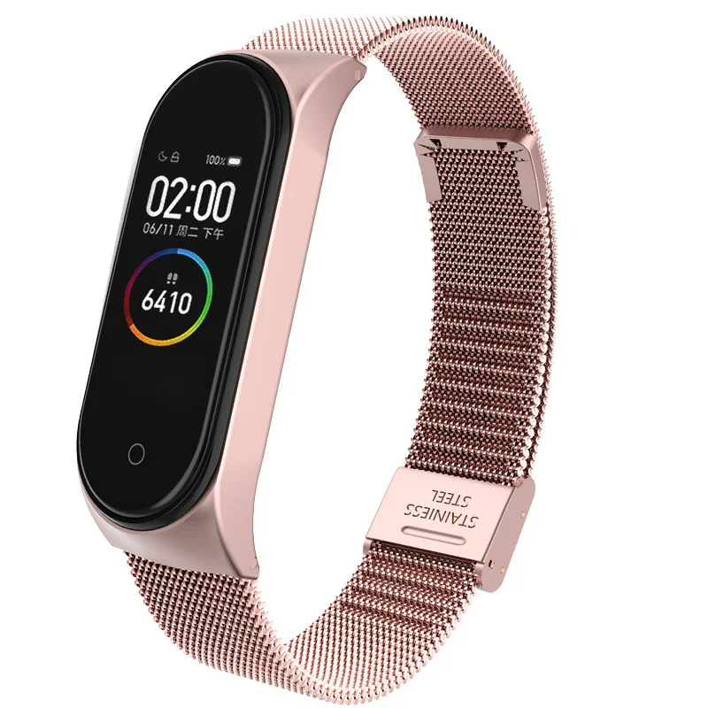 Mi band 4 3 Metal Strap wrist band Bracelet for Xiaomi MiBand 3 4 Screwless Xiomi Mi Band 3 black siliver gold metal