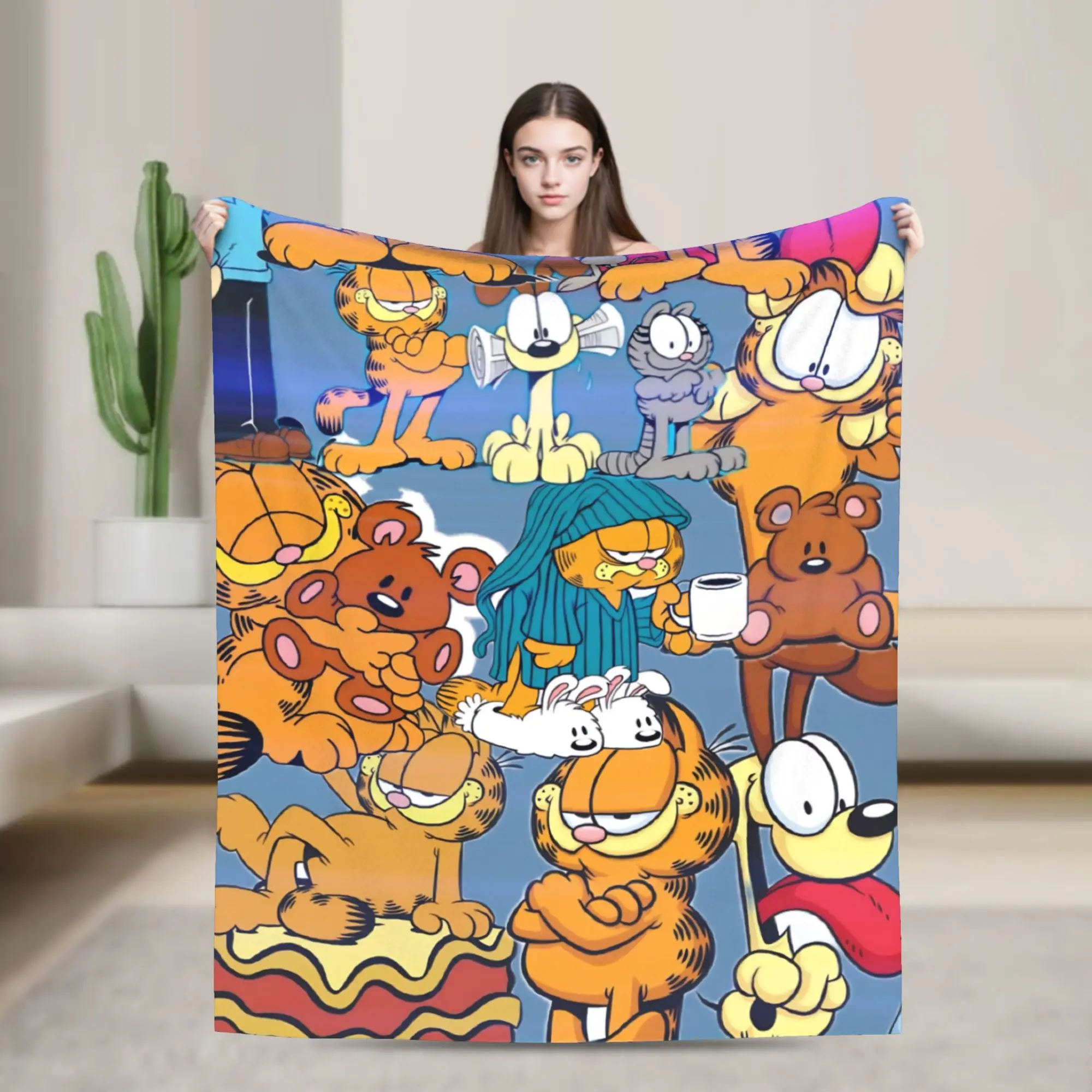 

Cartoon Warm Soft Blanket Travel Plush Throw Blanket Garfields Novelty Home Decor Flannel Bedspread Sofa Bed Cover