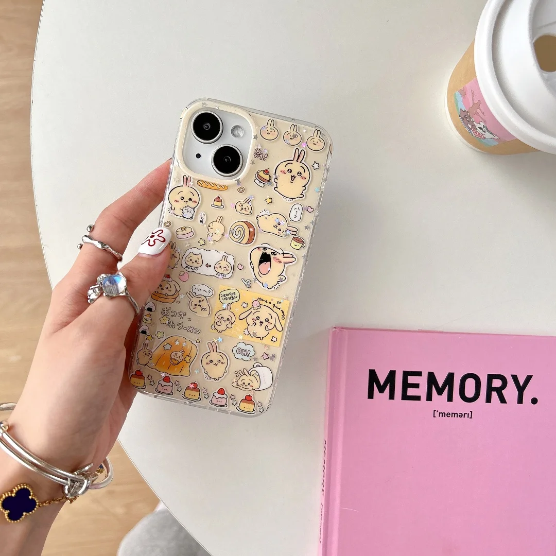 

Super Cool Cute C-Chiikawa Usagi Funny Cartoon Pendant Phone Case for iPhone 16 15 13 14 Pro Max 16 Pro soft Cover﻿