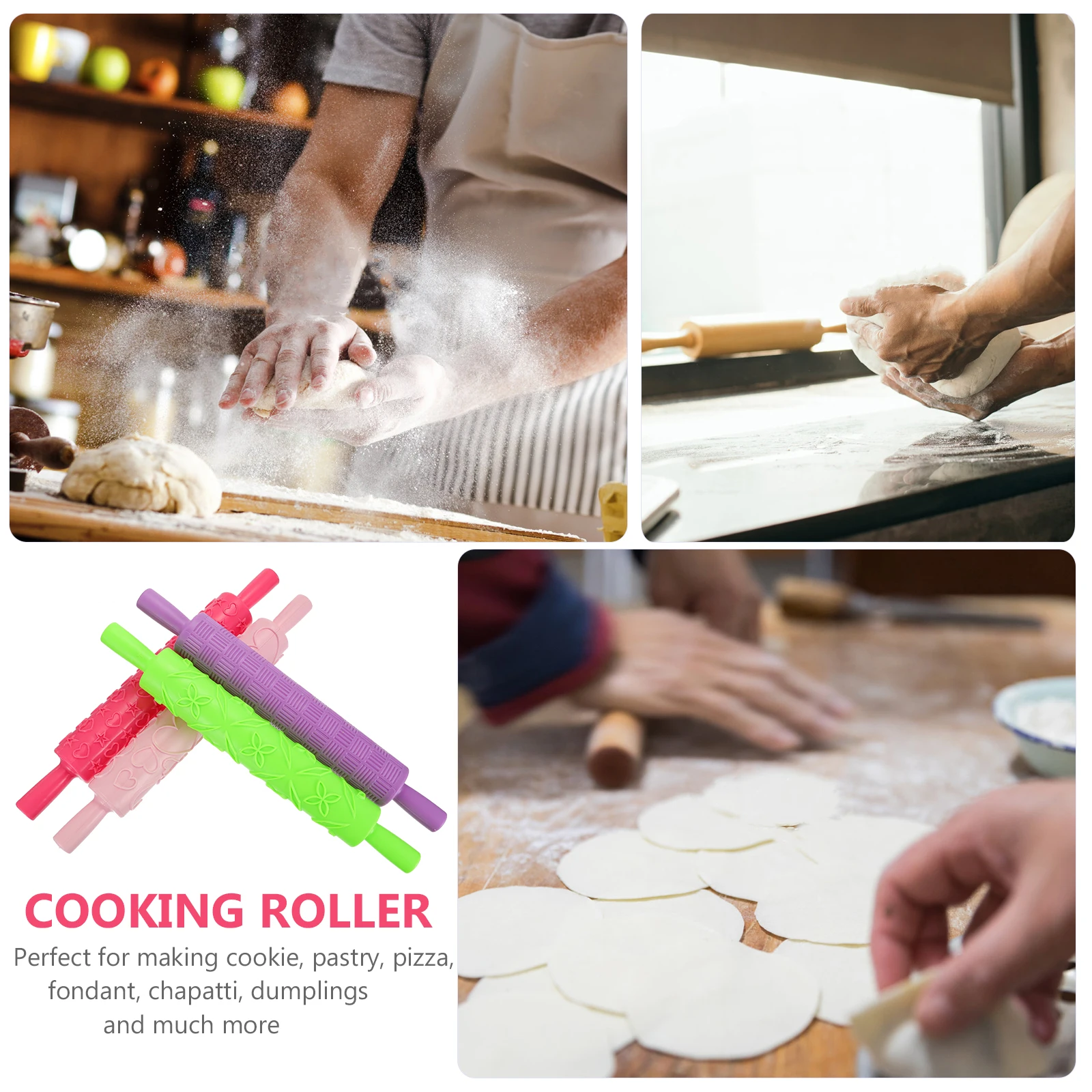 

DIY Printed Rolling Pin Embossing Embossed Pins for Cookies Baking Patterned Bakery
