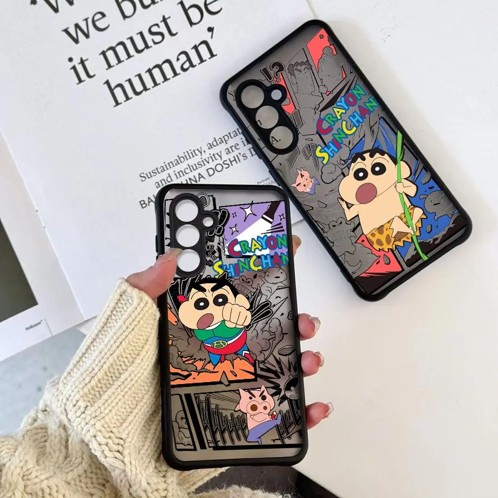 أنيمي C-Crayon S-ShinChan جراب هاتف ل ممن لهم رينو 14 14f 13 13f 8 8t 7 7z 6 6z 5 4 3 Pro زائد 5G أسود شفاف Mtte غطاء #2