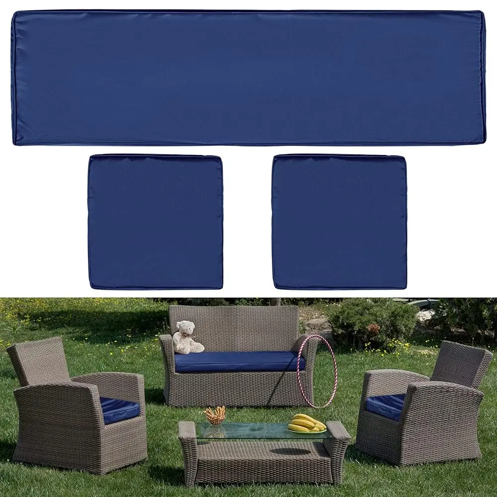 

3 Pcs Outdoor Cushion Covers Patio Cushion Replacement Covers 2 Covers 18 X 18 X 2 And 1 Cover 42 X 18 X 3 For Patio Furniture