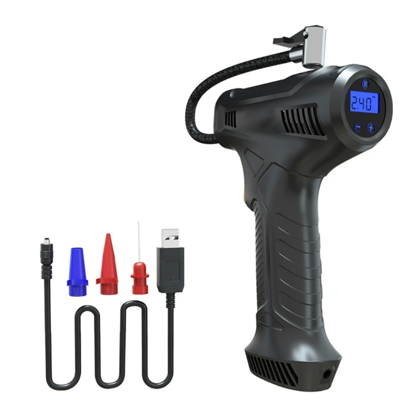 

Mini Tire Inflator Cordless/Wired Air Compressor with LED Light for Motorbike Balls Digital Electric Air Pump Portable