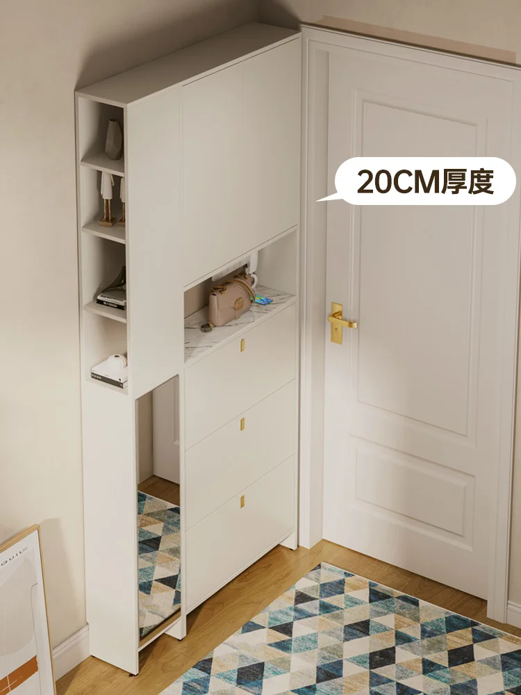 Ultra-thin shoe cabinet, household tipping bucket, entrance cabinet, fitting mirror, against the wall, outside the corridor