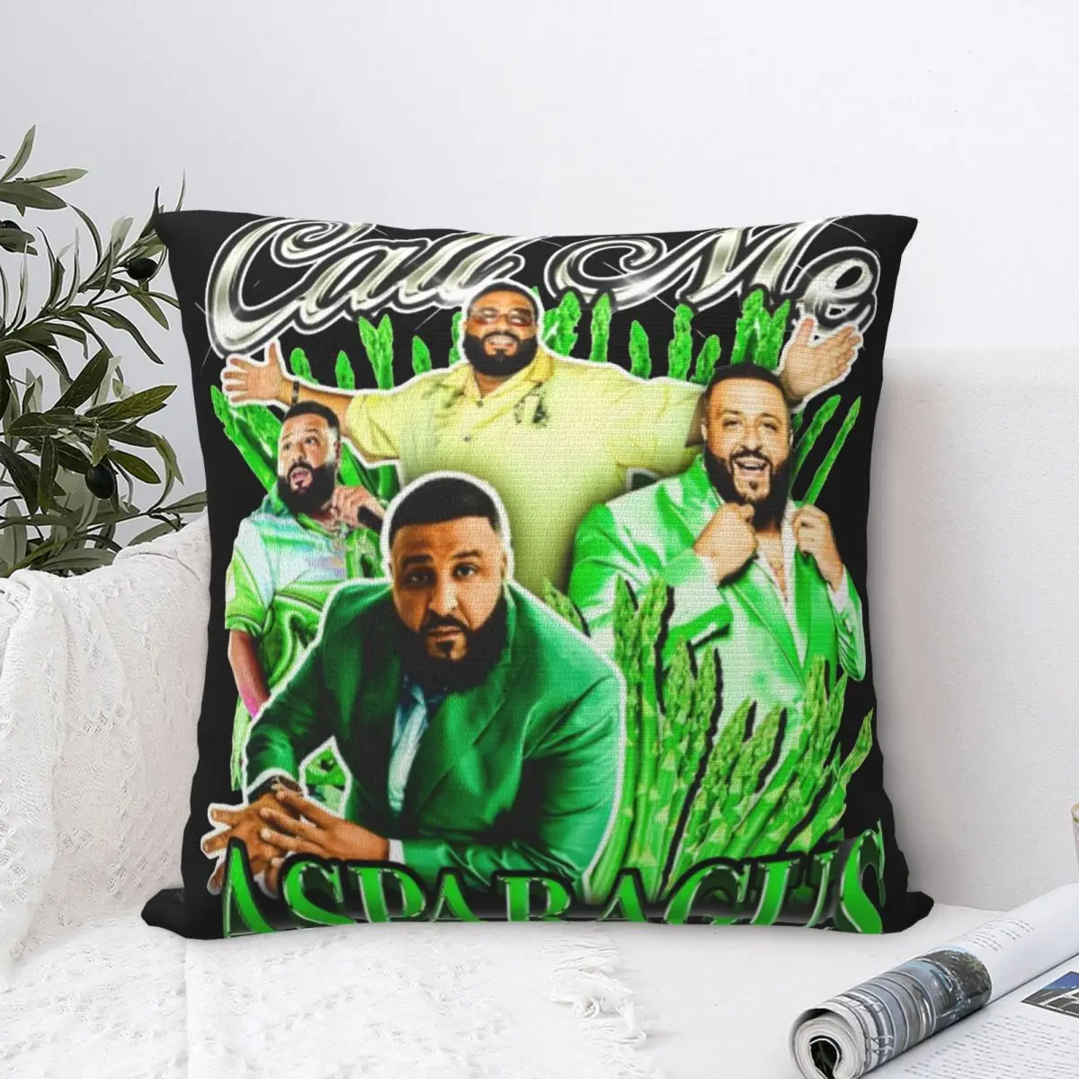 Call Me Asparagus Dj Khaled Square Pillowcases Bed Car Cushion Case Creative Decor Pillow Cover 40*40