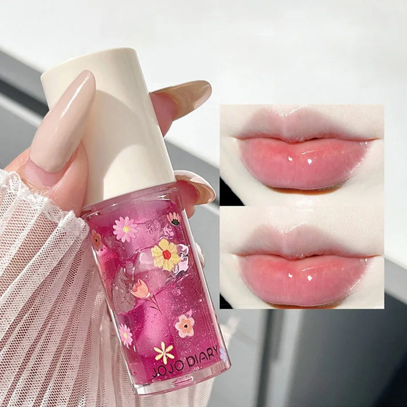 Jiujiu Diary Crystal Jelly Lip Oil — Deeply Hydrating Lip Balm, Moisturizes and Fades Lip Lines, Ideal Lip Base for a Smooth