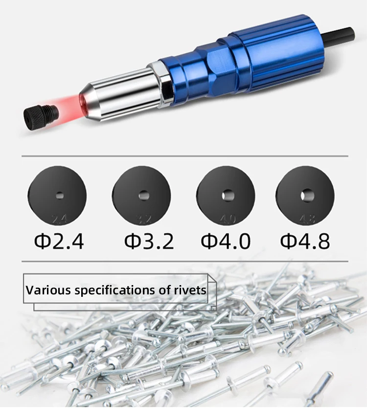Electric Rivet Gun 2.4mm-4.8mm Rivet Nut Gun Drill Adapter Cordless Riveting Tool Insert Nut Pull Rivet Tool