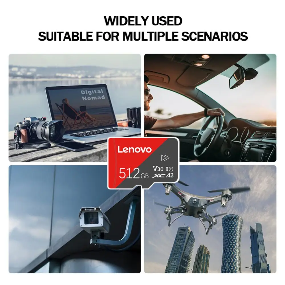 Lenovo 2TB SD hafıza kartı 1TB yüksek hızlı Class10 TF kart 4K Ultra HD Video A2 SD kart 128GB 512GB TF kart telefon kamera için