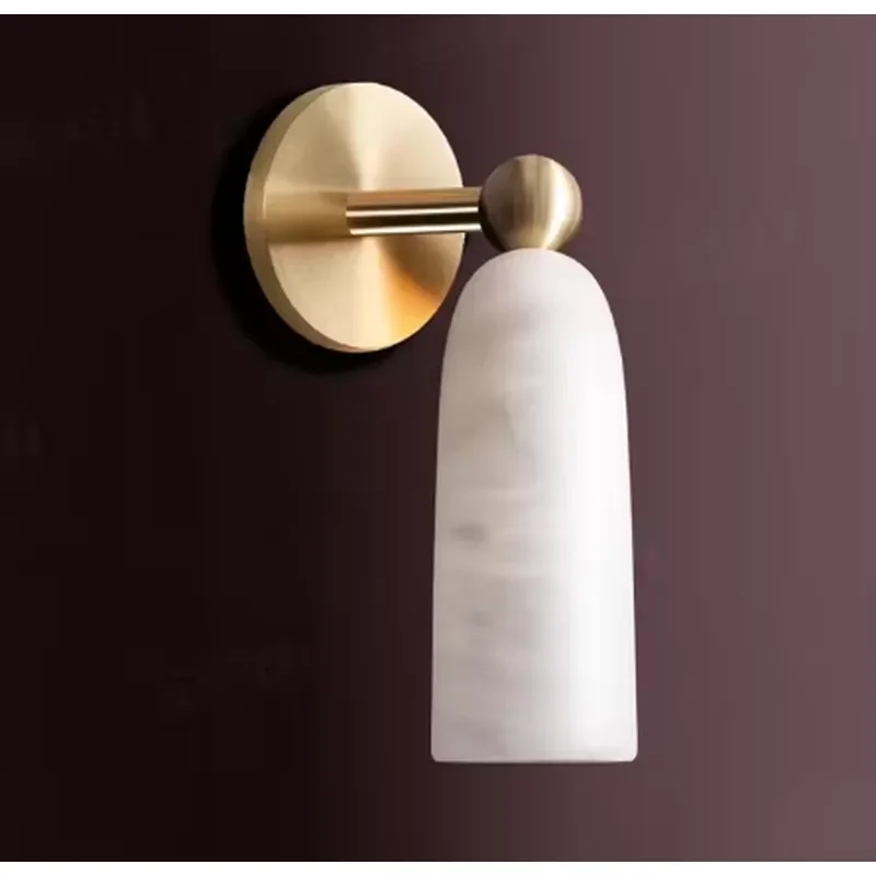 Nordic Copper Spanish Alabaster Wall Lamp Modern Minimalist Living Room Bedroom Corridor Wall Home