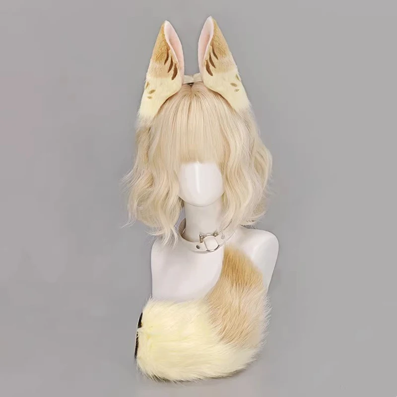 Set di Orecchie e Coda di Animale Peluche Alice da Zenless Zone Zero, Fascia Regolabile e Fermaglio per Capelli, Costume Cosplay per Halloween