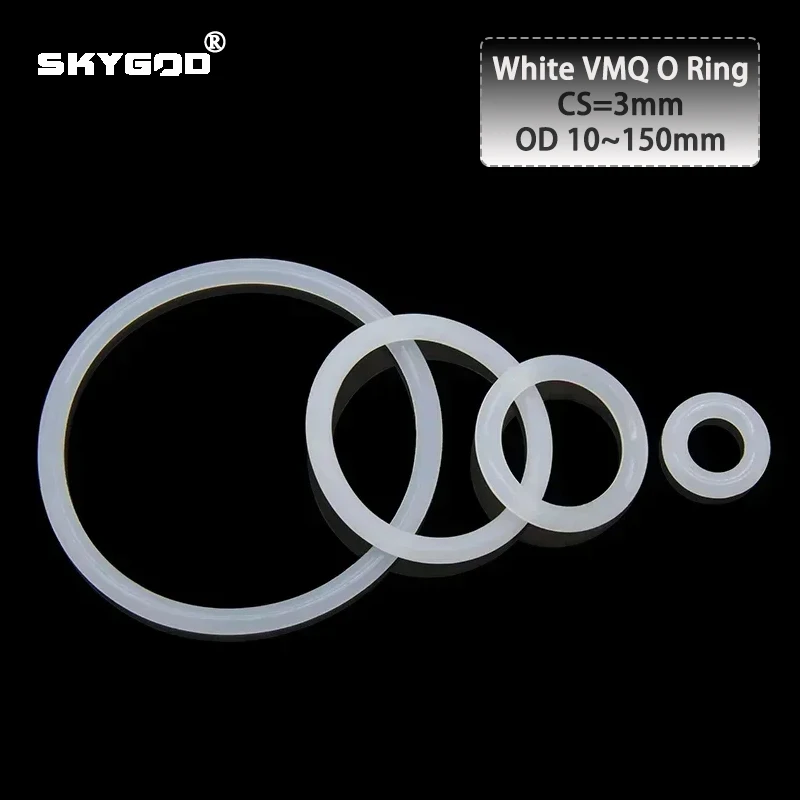 

10/50Pcs VMQ O Ring Gasket CS 3mm OD 10 ~ 150mm Silicone Food Grade O-rings Silicon ring High Temperature Gasket