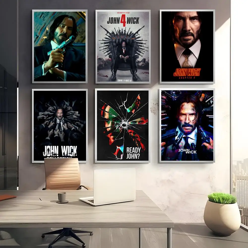 Movie J-John Wick Poster HD Wall Stickers Mural Self-Adhesive Decals Home Decor Bedroom & Living Room Decoration Gift Idea