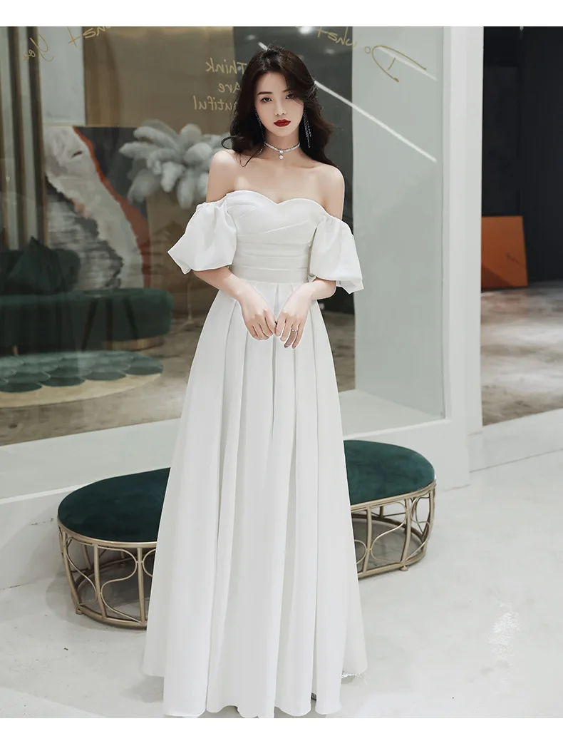 

4015 Sexy Off Shoulder Wedding Dresses Elegant Satin Bridal Gowns Short Sleeveless Custom Made 2023 2024