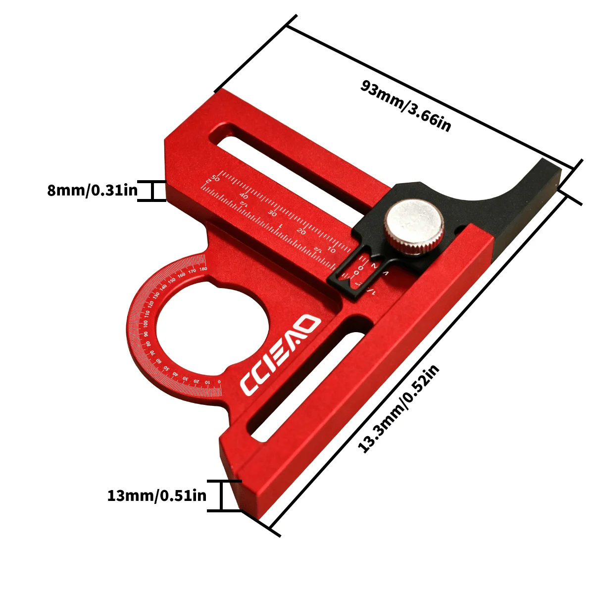 2-in-1 Aluminum Woodworking Marking Gauge & Multi-Functional Measuring Tool, Depth Gauge, Angle Finder for Precision Joinery