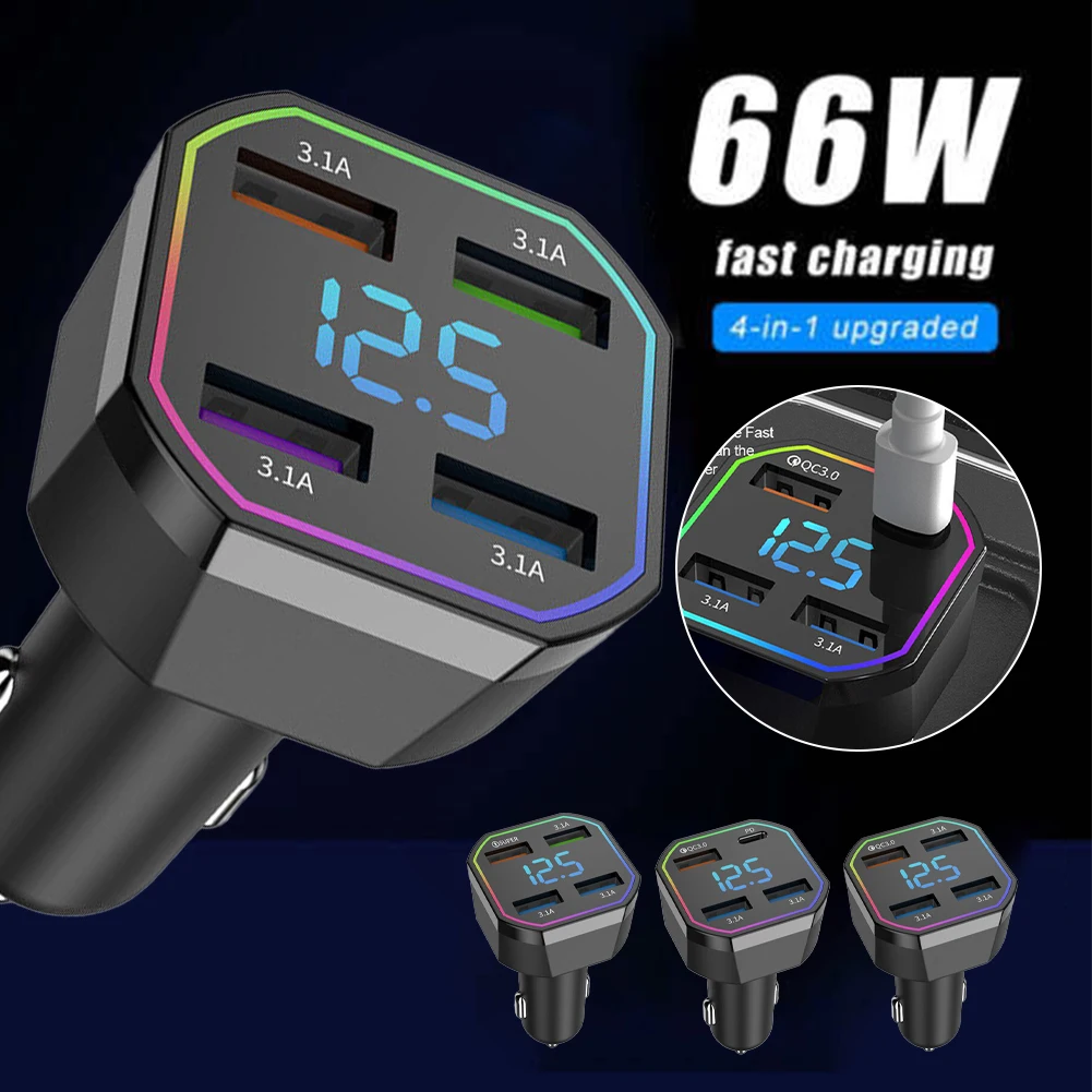 Szybka ładowarka samochodowa 63W USB-C PD QC do telefonu