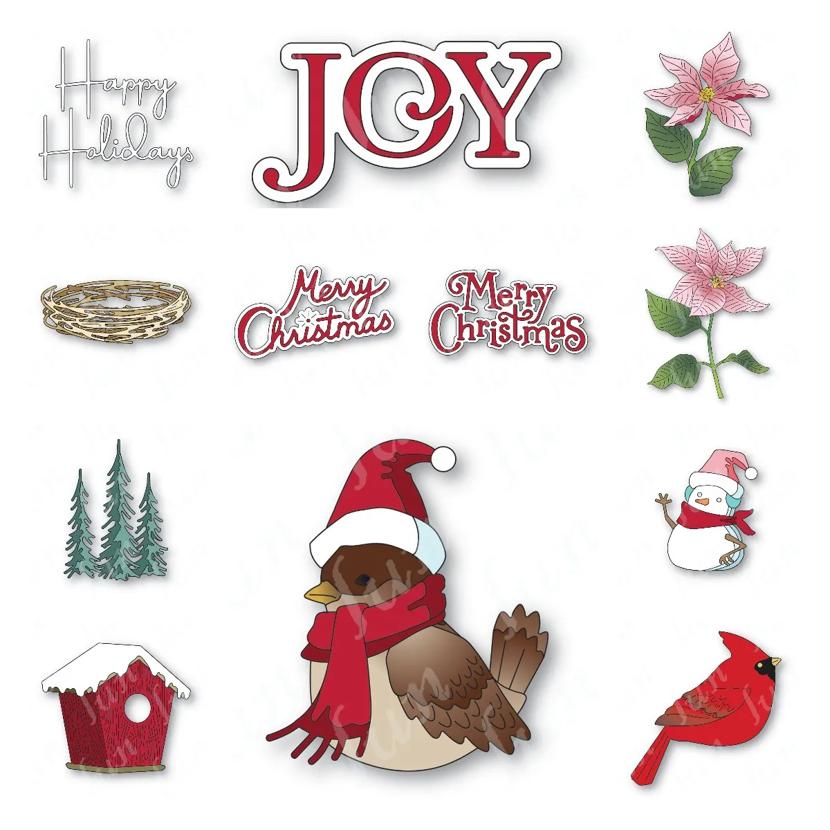 New Metal Cutting Dies Scrapbooking Paper Card Album DIY Craft Template Decoration 2023 Christmas Jolly Script Layered Stencils