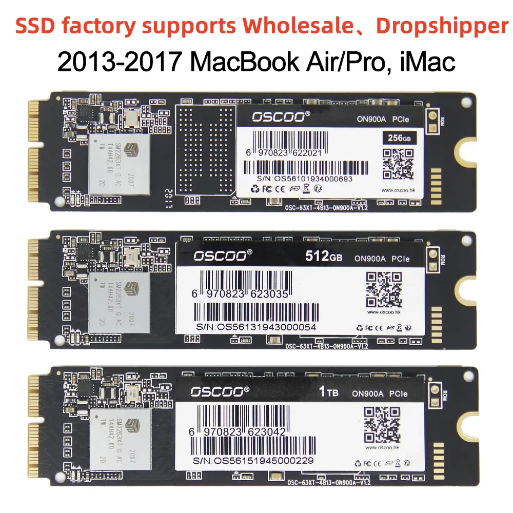 Wholesale 256GB 512GB 1TB SSD for Macbook Air A1465 A1466 EMC2631 2632 2925 MacBook Pro A1398 A1502 IMac A1418 A1419 Upgrade SSD