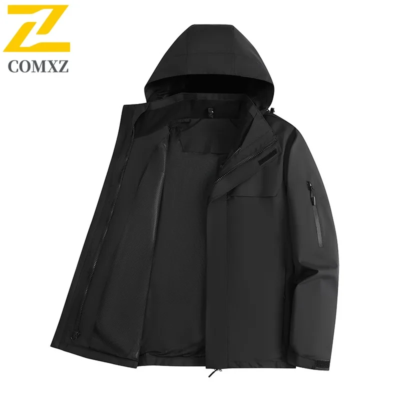 COMXZ 2025 سترة واقية بغطاء للرأس للجنسين لربيع وخريف سترة خفيفة الوزن للمشي لمسافات طويلة مقاومة للرياح وقابلة للتنفس معطف للزوجين #4