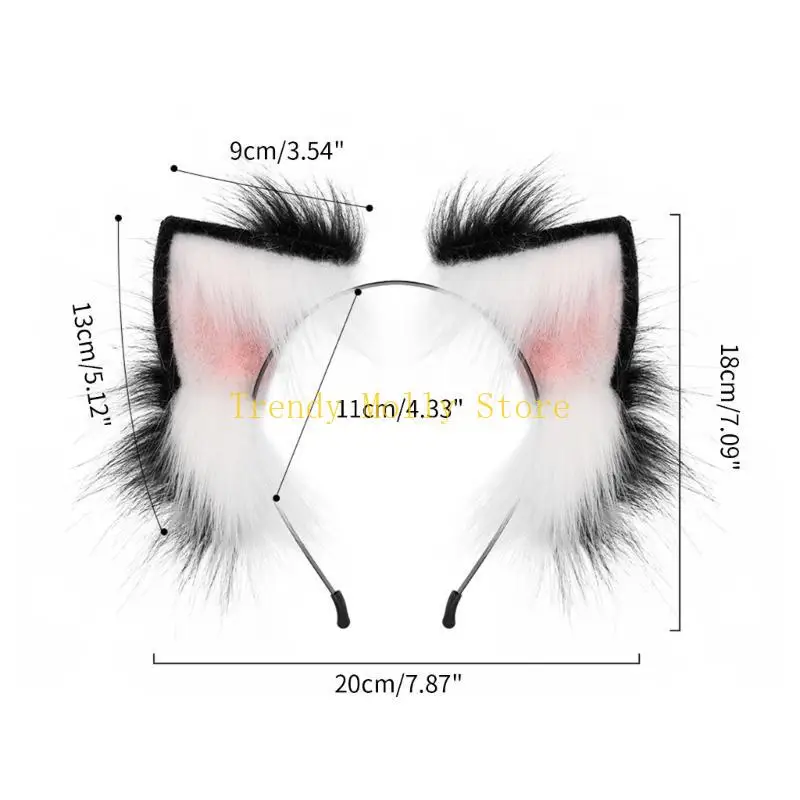 N5KB Ear Bendable Plush Foxes Ear Headband Woman Girls Makeup Washing Face Headband