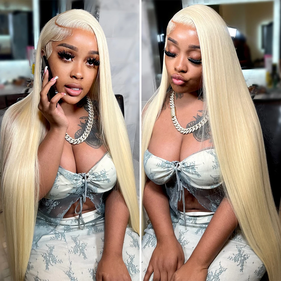 Melodie 200% 30 40 Inch HD 613 Bone Straight 13x6 Lace Front Human Hair Wig Color 13x4 Honey Blonde Frontal Wigs For Women