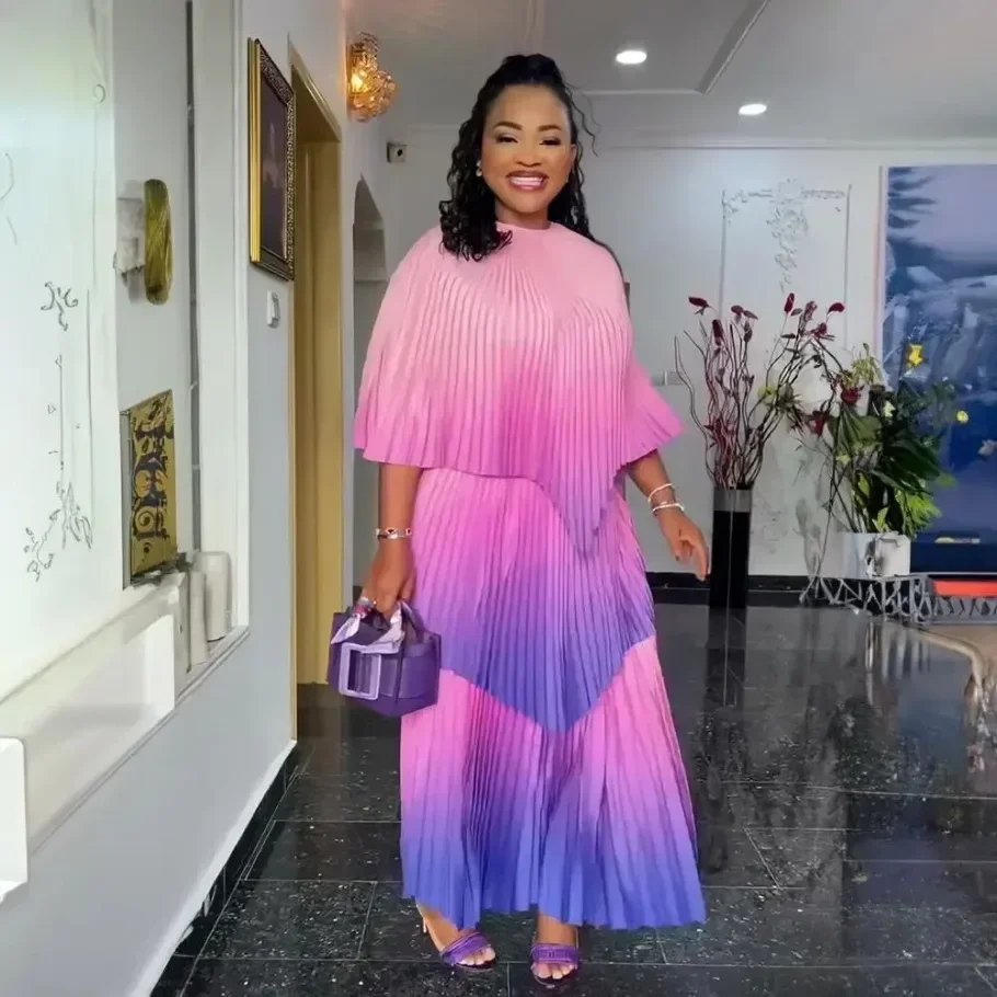 ملابس نسائية عصرية مخصصة من تركيا فساتين أفريقية مطوية للنساء نيجيريا زفاف متدرج منحدر فستان نسائي أفريقي #6