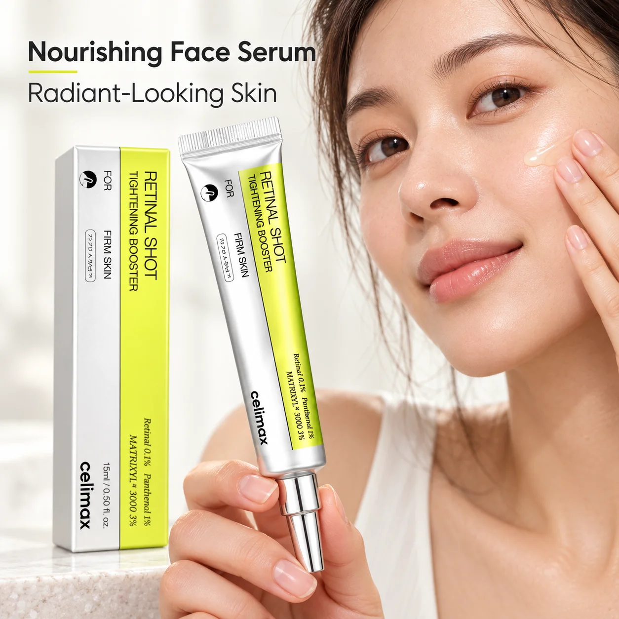 15ml Retinal Facial Serum, A Concentrated Tube for Daily Face Care with a Firm Looking Finish and Naturally Radiant Appearance