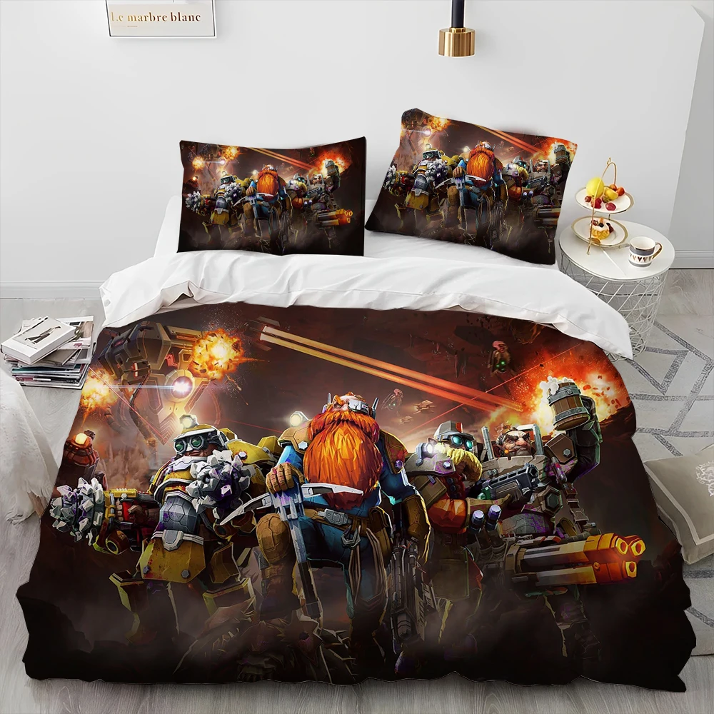 DRG Deep Rock Galactic Game Gamer Comforter Bedding Set,Duvet Cover Bed Set Quilt Cover Pillowcase,king Queen Size Bedding Set