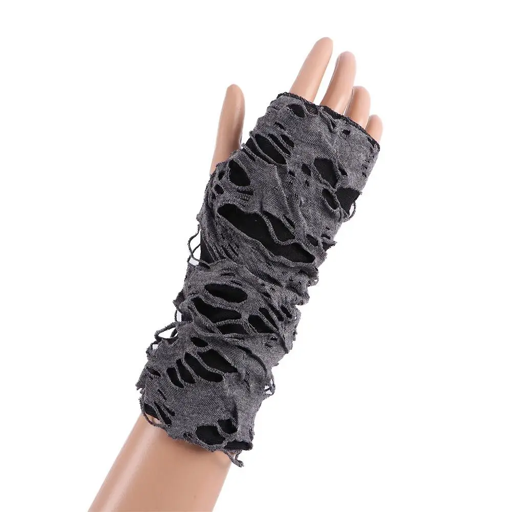 الرياضة تأثيري للجنسين النساء نصف اصبع الأسود القوطية أصابع قفازات كسر الشق هول القفاز فاسق قفازات #1