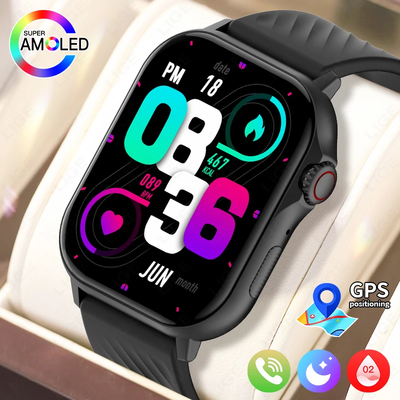 

LIGE GPS Смарт-часы для мужчин Пульсометр 100+ Спортивный трекер Водонепроницаемые Bluetooth-вызовы 2,13 дюйма HD Мониторинг здоровья Смарт-часы