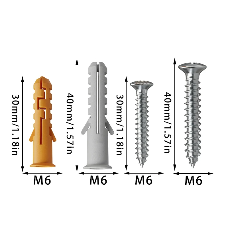 160 pieces (80 pieces of expansion tube + 80 pieces of silver screws) plastic drywall nail kit with screws,