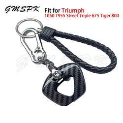 Funda protectora para llave de motocicleta, cubierta con patrón de fibra de carbono, para Triumph 1050, T955, Street Triple 675, Tiger 800