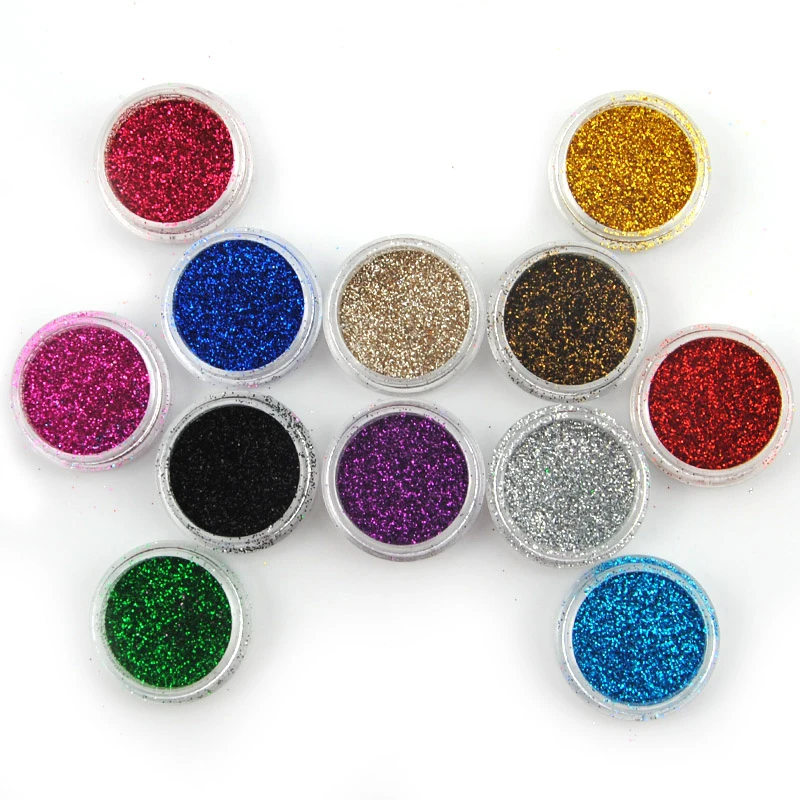 12 Color Set  Body Glitter Acrylic Powder Dust Nail Sequins Manicure Decoration Tattoo Supplies Decorations Nail Art