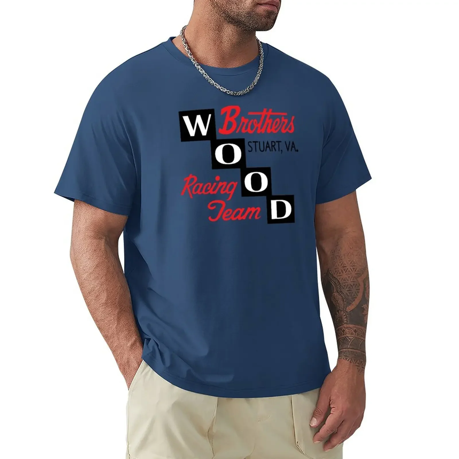 The Wood Broth Racing logo2 T-Shirt vintage clothes oversized blanks mens cotton t shirts